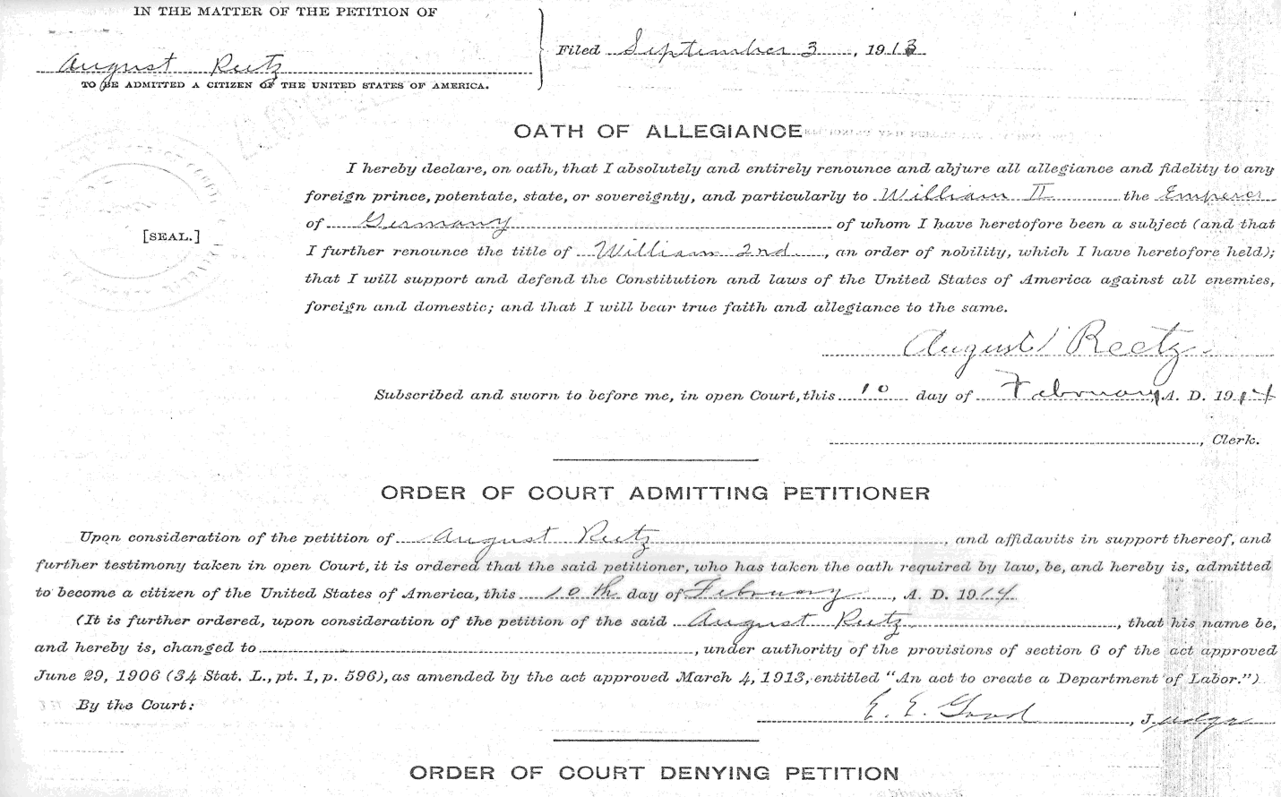 Oath of Allegiance - August Reetz